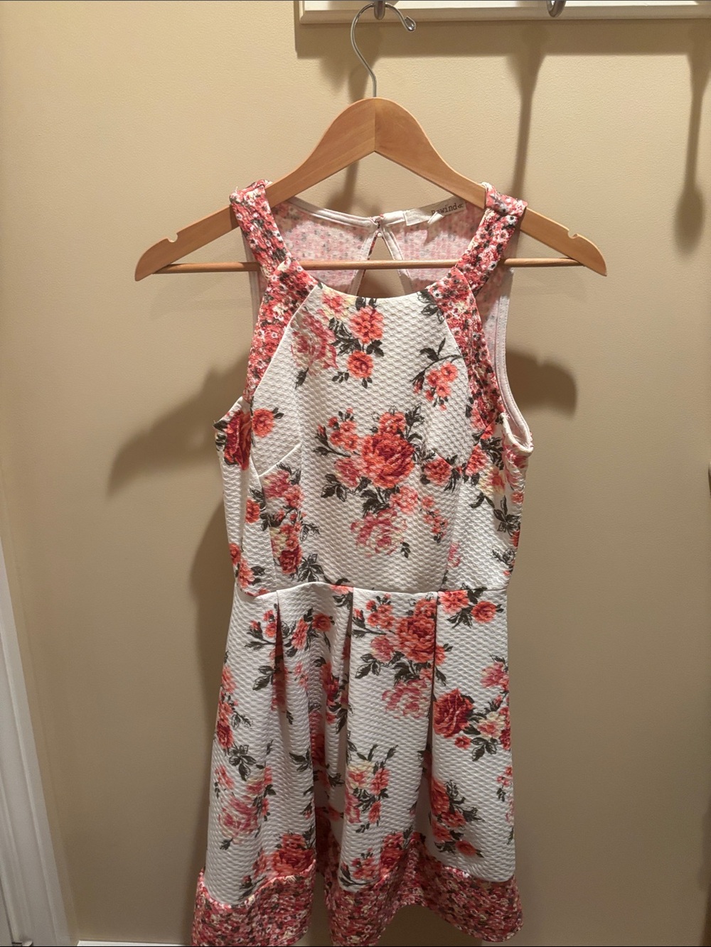 Rewind White Floral Knit Dress with Coral Roses